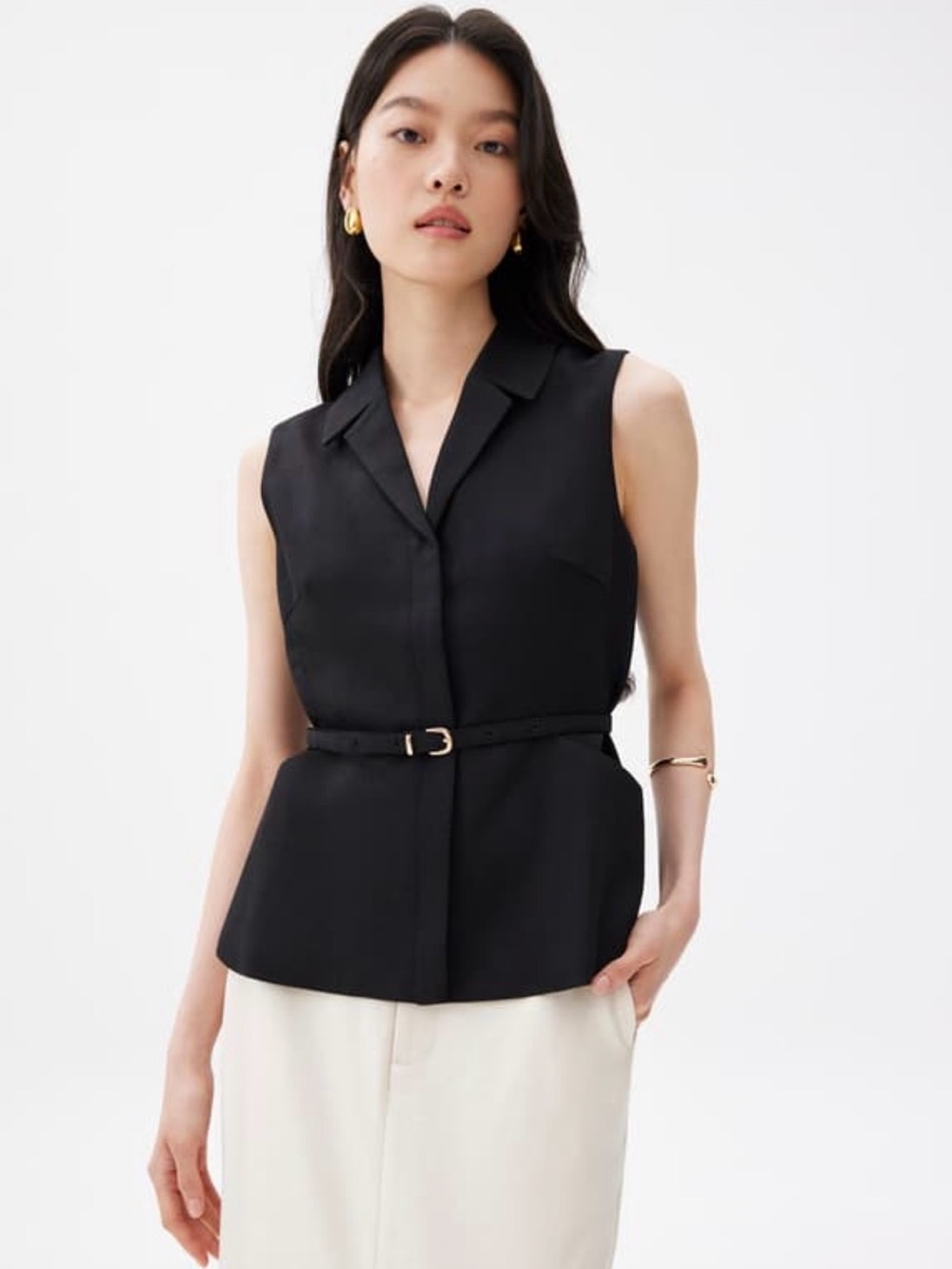 Love, Bonito Ling Belted Tailored Vest Black NWT